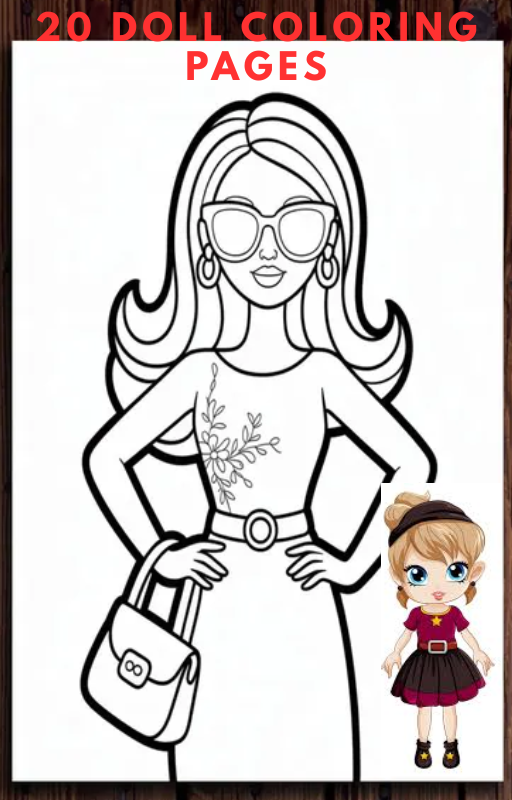 Coloring book for dolls | 20 kawaii, trendy and vintage models (PDF)